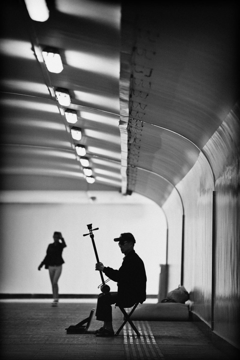 Beijing, Busker with Erhu, Chinese Violin, CHINA, Beijing subway, Chinese Busker, black and white in Beijing, China capital city
