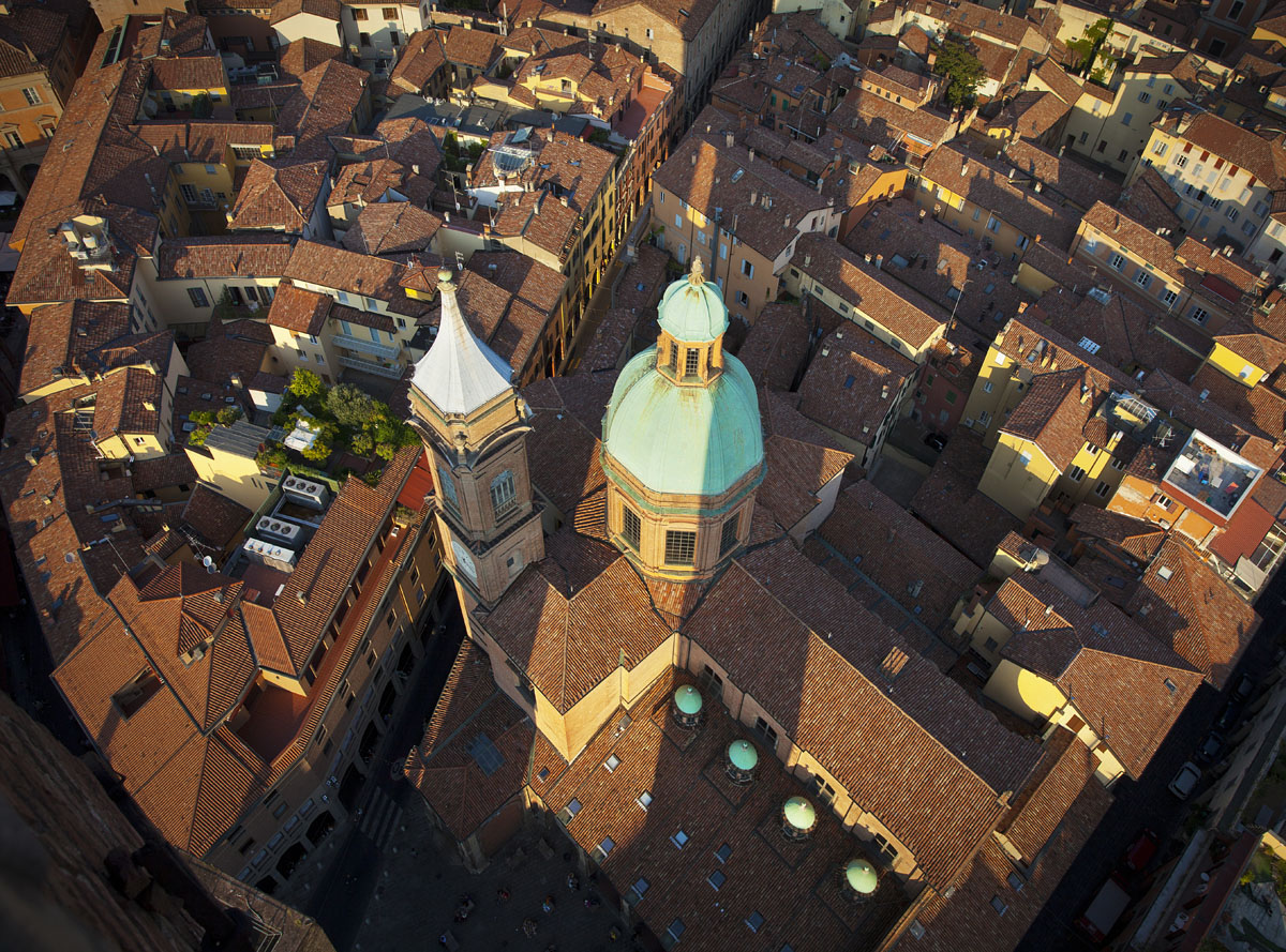 Bologna from above, Italy, city view, Bologna Church, Bologna Old town, Terracotta roof tops